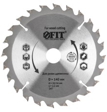 Диск пильный для циркулярных пил по дереву 140 х 20/16 х 24T FIT IT