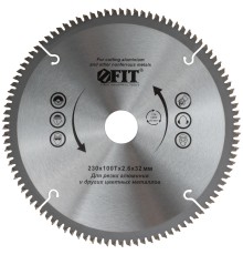 Диск пильный для циркулярных пил по алюминию 230 х 32/30 х 100T FIT IT