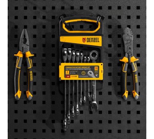 Набор ключей комбинированных трещоточных 6-19 мм, 8 шт., CrV, матовый хром Denzel