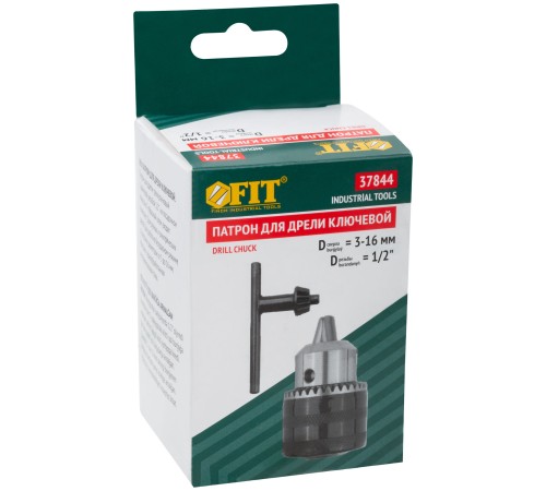 Патрон для дрели ключевой 1/2" - 16 мм (с ключом Т-обр.) FIT IT