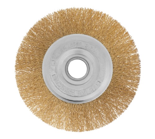 Щетка для УШМ, 150 мм, посадка 22.2 мм, плоская, латунированная витая проволока Matrix