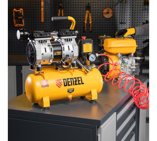 Компрессор DLS650/10 безмаслянный малошумный 650 Вт, 120 л/мин, ресивер 10 л Denzel