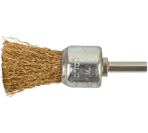 Корщетка-венчик, со шпилькой, стальная латунированная волнистая проволока 24 мм КУРС