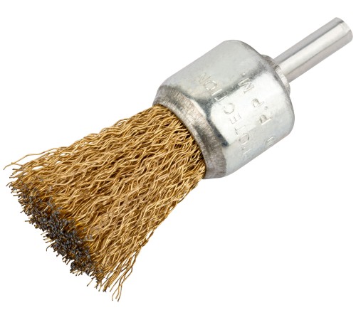 Корщетка-венчик, со шпилькой, стальная латунированная волнистая проволока 24 мм КУРС