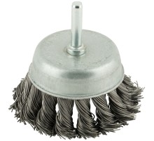 Корщетка чашечная, со шпилькой, стальная витая проволока 65 мм КУРС