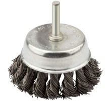 Корщетка чашечная, со шпилькой, стальная витая проволока 75 мм КУРС