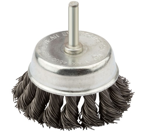 Корщетка чашечная, со шпилькой, стальная витая проволока 75 мм КУРС