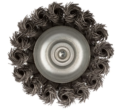 Корщетка чашечная, со шпилькой, стальная витая проволока 75 мм КУРС