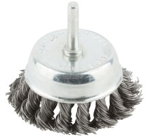Корщетка, тип "чашка", со штифтом, стальная витая проволока  75 мм MOS