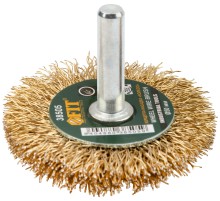 Корщетка-колесо, со штифтом, стальная латунированная волнистая проволока  50 мм FIT IT