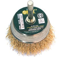 Корщетка-чашка, со штифтом, стальная латунированная волнистая проволока 50 мм FIT IT