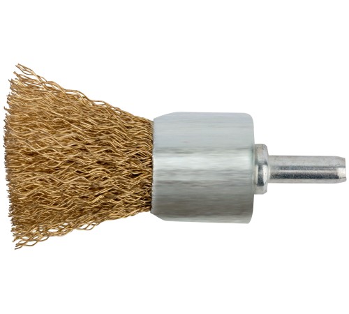 Корщетка-венчик, со штифтом, стальная латунированная волнистая проволока 25 мм FIT IT