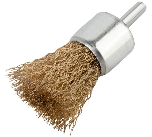 Корщетка-венчик, со штифтом, стальная латунированная волнистая проволока 25 мм FIT IT