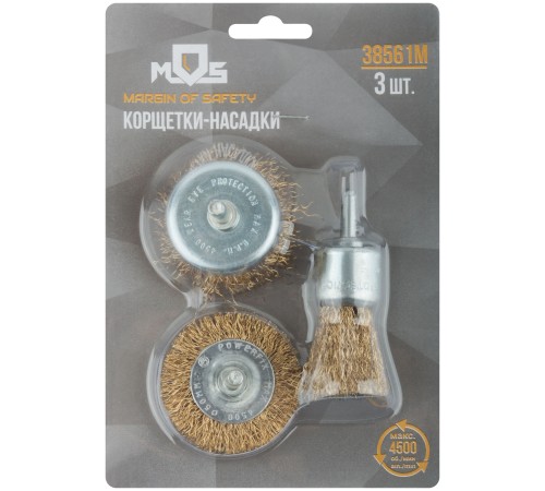 Корщетки со штифтом, набор 3 шт. (колесо 50 мм / чашка 50 мм / венчик 25 мм) MOS Корщетки со штифтом, набор 3 шт. (колесо 50 мм / чашка 50 мм / венчик 25 мм) MOS