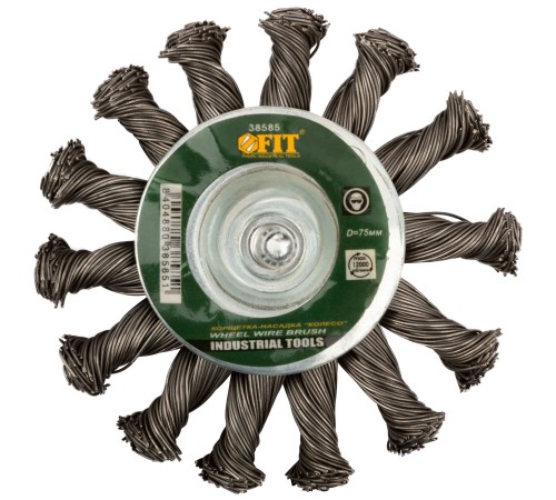 Корщетка-колесо, со штифтом, стальная витая проволока 75 мм FIT IT