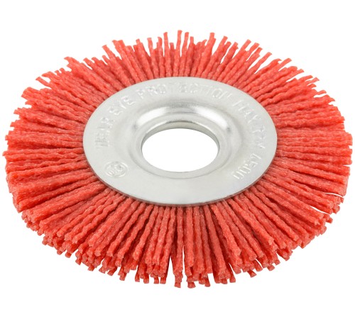 Корщетка-колесо нейлоновая, посадочный диаметр 22,2 мм, Профи 100 мм FIT IT