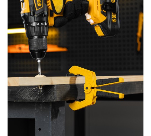 Струбцина клещеобразная, усиленная 65 х 50 мм, двухкомпонентные рукоятки Denzel