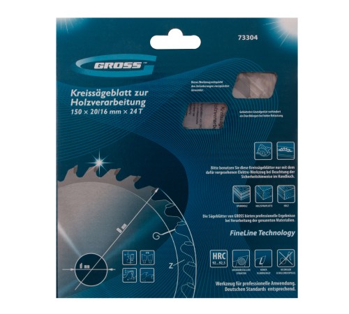 Пильный диск по дереву 150 x 20/16 x 24Т Gross