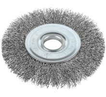 Корщетка-колесо, посадочный диаметр 22,2 мм, волнистая проволока, нержавеющая сталь, Профи 125 мм FIT IT
