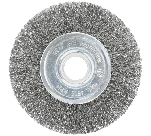 Корщетка-колесо, посадочный диаметр 22,2 мм, волнистая проволока, нержавеющая сталь, Профи 125 мм FIT IT