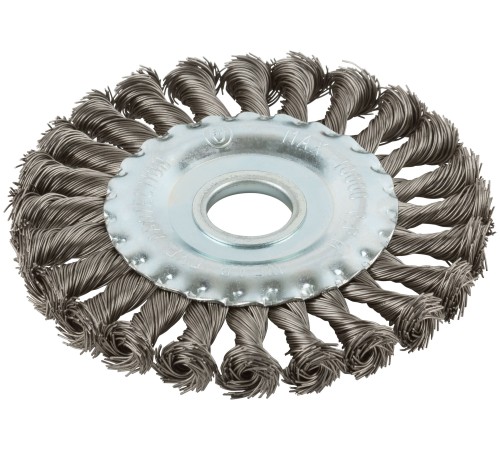 Корщетка-колесо, посадочный диаметр 22,2 мм, витая проволока, нержавеющая сталь, Профи 125 мм FIT IT