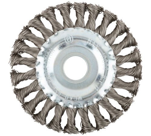 Корщетка-колесо, посадочный диаметр 22,2 мм, витая проволока, нержавеющая сталь, Профи 125 мм FIT IT