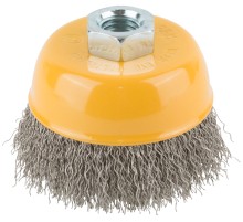 Корщетка-чашка, гайка М14, волнистая проволока, нержавеющая сталь  75 мм FIT IT