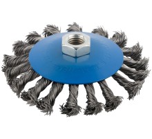 Корщетка, тип "колесо" с наклоном, гайка М14, стальная витая проволока 115 мм MOS