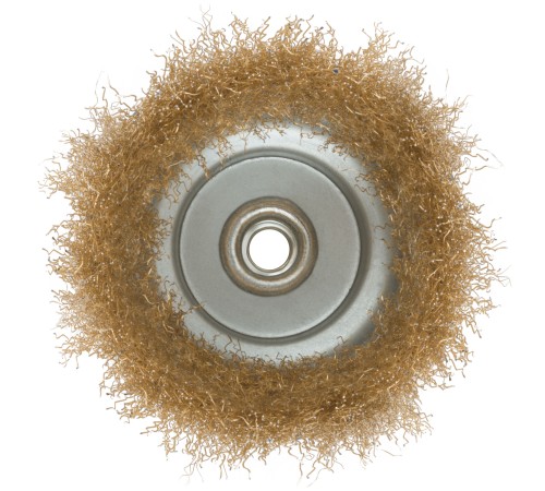 Корщетка, тип "чашка", гайка М14, стальная латунированная волнистая проволока 125 мм MOS