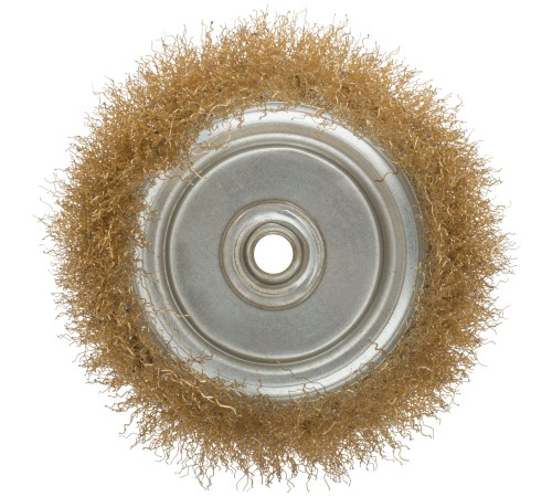 Корщетка, тип "чашка", гайка М14, стальная латунированная волнистая проволока 150 мм MOS