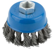 Корщетка, тип "чашка", гайка М14, стальная витая проволока  65 мм MOS