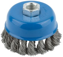 Корщетка, тип "чашка", гайка М14, стальная витая проволока  75 мм MOS