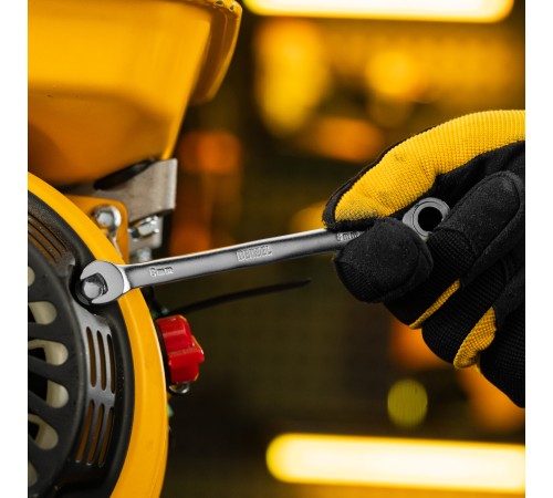 Ключ комбинированный трещоточный, 8 мм, CrV, матовый хром Denzel