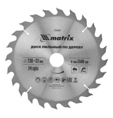 Пильный диск по дереву, 230 х 32 мм, 24 зуба, кольцо 30/32 Matrix Professional