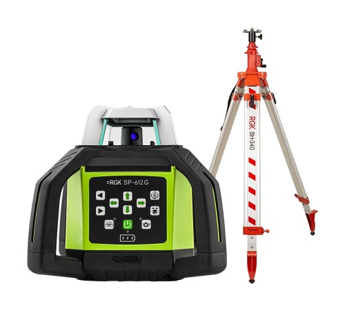 Комплект: ротационный нивелир RGK SP-612G с калибровкой + элевационный штатив RGK SH-340