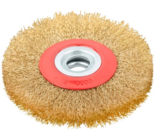 Корщетка-колесо, стальная латунированная волнистая проволока 125 мм FIT IT