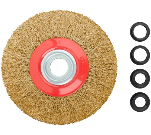 Корщетка-колесо, стальная латунированная волнистая проволока 125 мм FIT IT