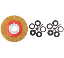 Корщетка-колесо, стальная латунированная волнистая проволока 150 мм FIT IT