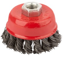 Корщетка чашечная, гайка М14, стальная витая проволока  75 мм КУРС