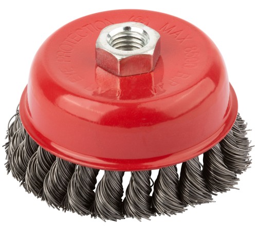 Корщетка чашечная, гайка М14, стальная витая проволока 100 мм КУРС