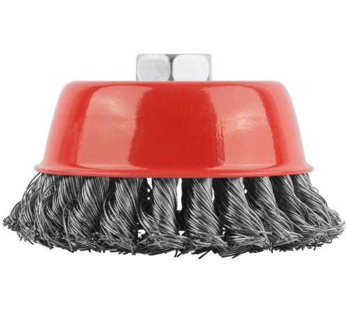 Корщетка чашечная, гайка М14, стальная витая проволока 100 мм КУРС