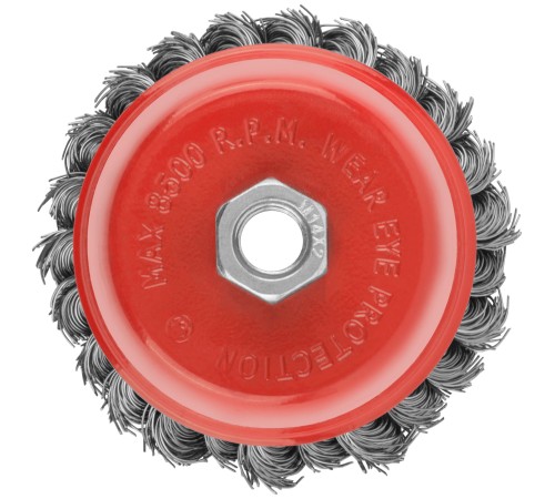 Корщетка чашечная, гайка М14, стальная витая проволока 100 мм КУРС