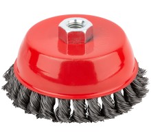Корщетка чашечная, гайка М14, стальная витая проволока 125 мм КУРС
