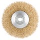 Корщетка-колесо с наклоном, гайка М14, стальная латунированная волнистая проволока 125 мм, блистер КУРС