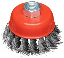 Корщетка-чашка, гайка М14, стальная витая проволока  65 мм, блистер КУРС