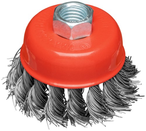 Корщетка-чашка, гайка М14, стальная витая проволока  65 мм, блистер КУРС