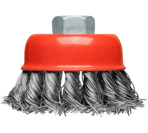 Корщетка-чашка, гайка М14, стальная витая проволока  65 мм, блистер КУРС