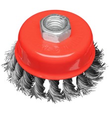 Корщетка-чашка, гайка М14, стальная витая проволока  75 мм, блистер КУРС