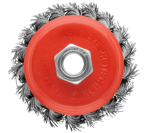 Корщетка-чашка, гайка М14, стальная витая проволока  75 мм, блистер КУРС