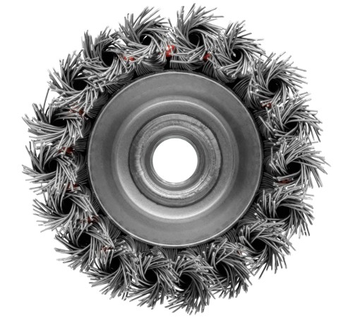Корщетка-чашка, гайка М14, стальная витая проволока  75 мм, блистер КУРС